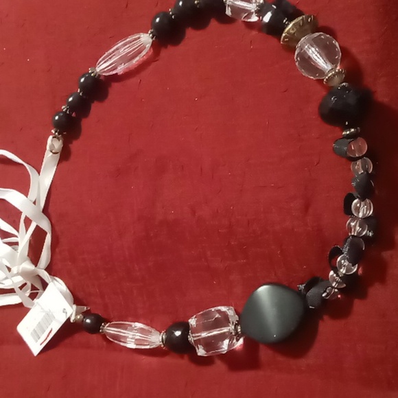 Two's company designer chunky beaded tie back necklace adjustable lengths - Picture 2 of 4